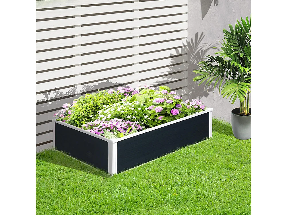 Plantenbak, plantenbak, met drainagefunctie, bescherming tegen ongedierte, kunststof, grijs, 120 x 90 x 30 cm