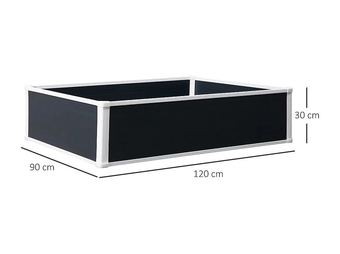 Plantenbak, plantenbak, met drainagefunctie, bescherming tegen ongedierte, kunststof, grijs, 120 x 90 x 30 cm