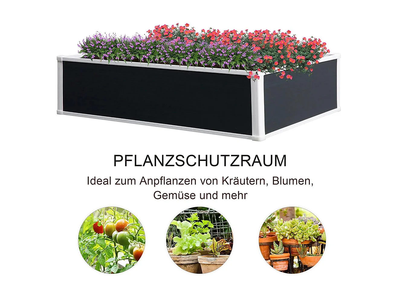 Plantenbak, plantenbak, met drainagefunctie, bescherming tegen ongedierte, kunststof, grijs, 120 x 90 x 30 cm