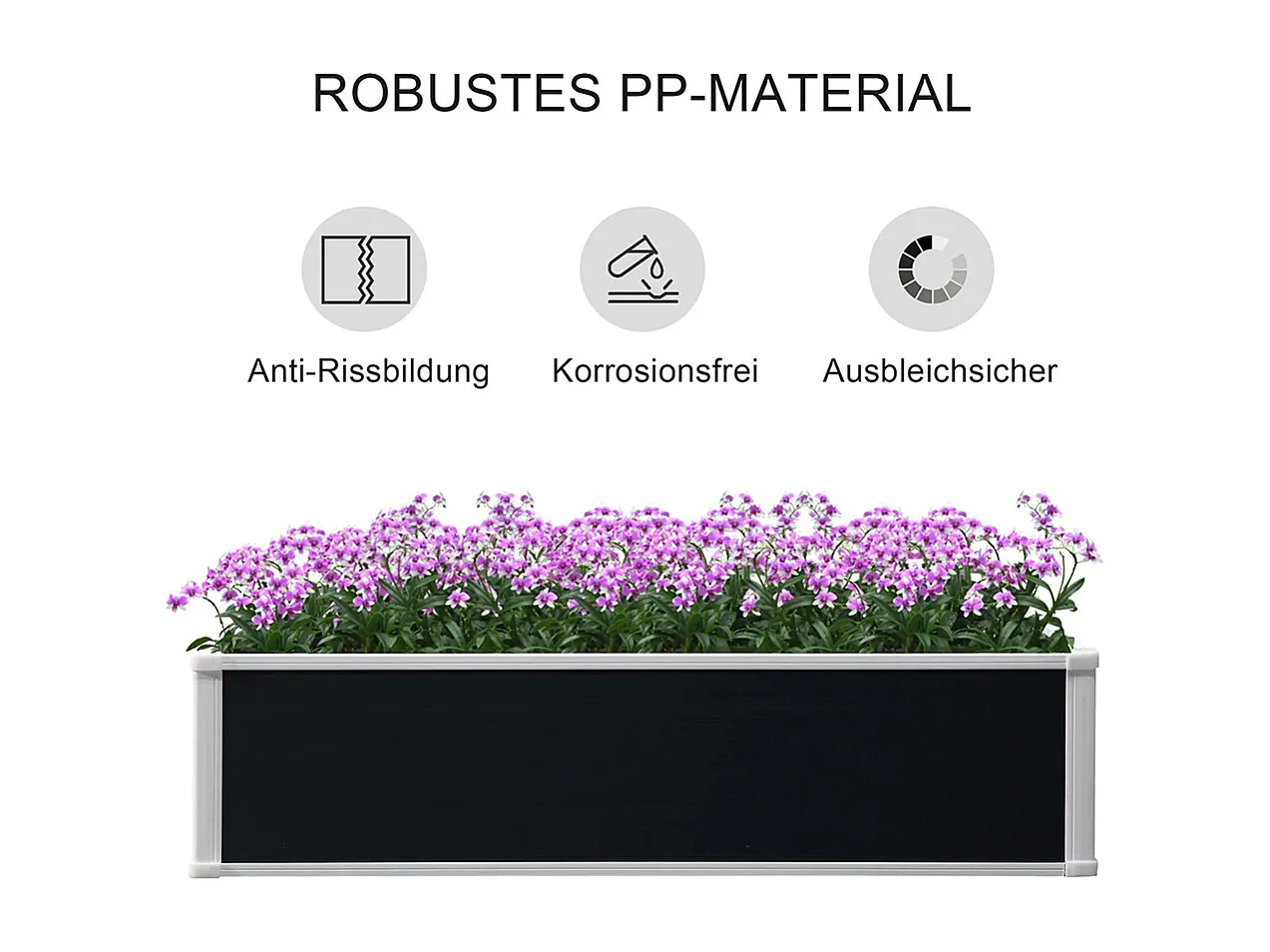 Plantenbak, plantenbak, met drainagefunctie, bescherming tegen ongedierte, kunststof, grijs, 120 x 90 x 30 cm