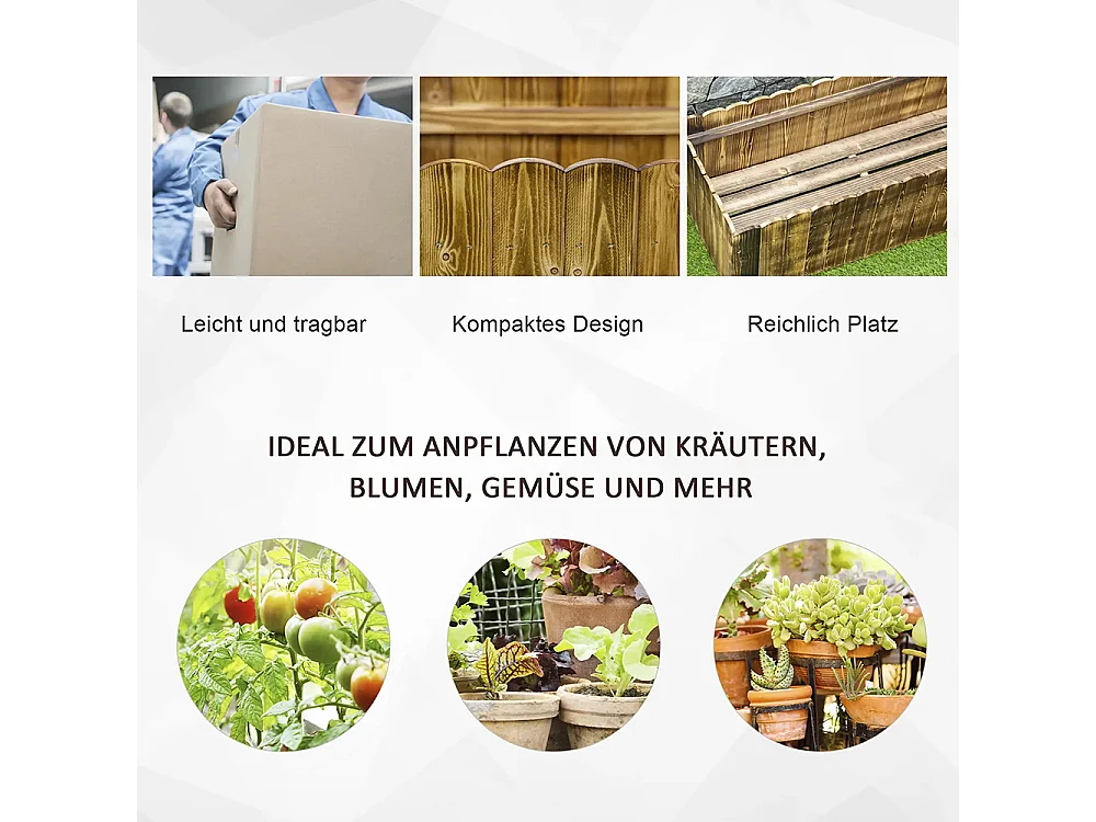 Plantenbak, Verhoogde plantenbak, Groentetrog, 120 x 40 x 40 cm