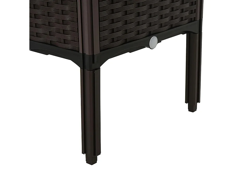 Verhoogde plantenbak, Plantenbak met drainagegaten, Plantenbak in rotan look, kunststof, bruin, 40 x 40 x 44 cm