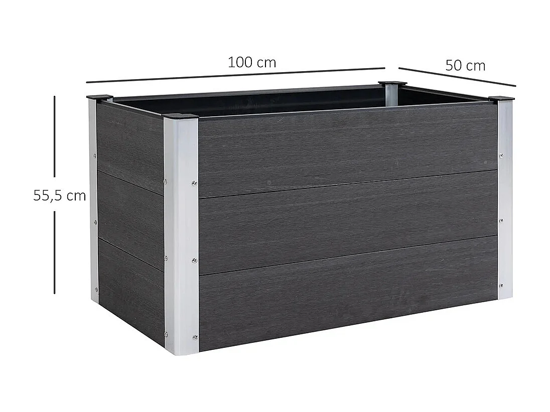 Plantenbak, Aluminium plantenbak, Tuinplantenbak, bodemloos, 100x50x55,5 cm