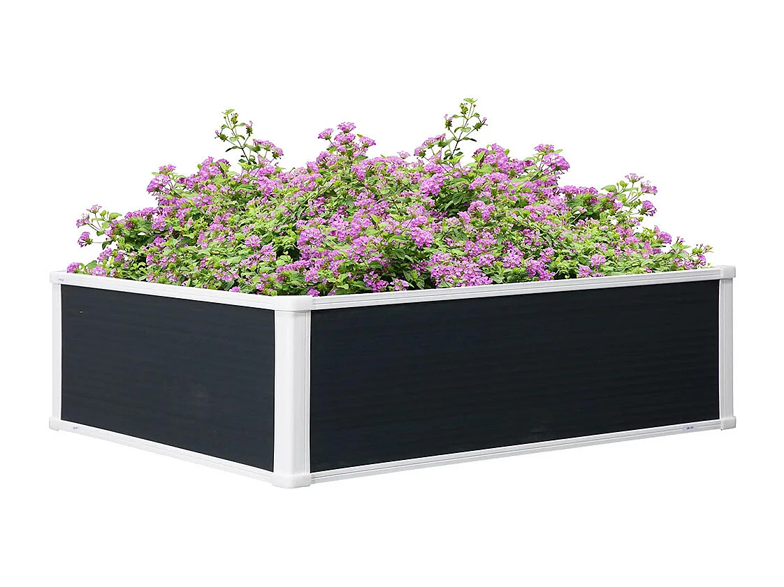 Plantenbak, plantenbak, met drainagefunctie, bescherming tegen ongedierte, kunststof, grijs, 100 x 80 x 30 cm