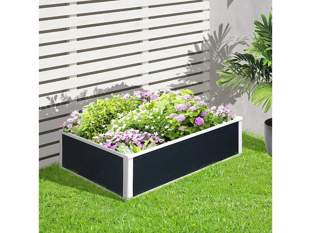 Plantenbak, plantenbak, met drainagefunctie, bescherming tegen ongedierte, kunststof, grijs, 100 x 80 x 30 cm