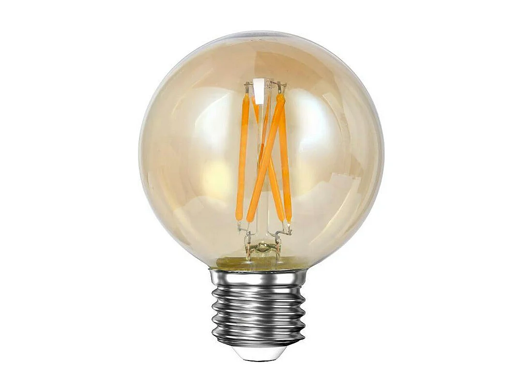 Ampoule globe 6 cm ambrée LED filament lumière chaude (E27)