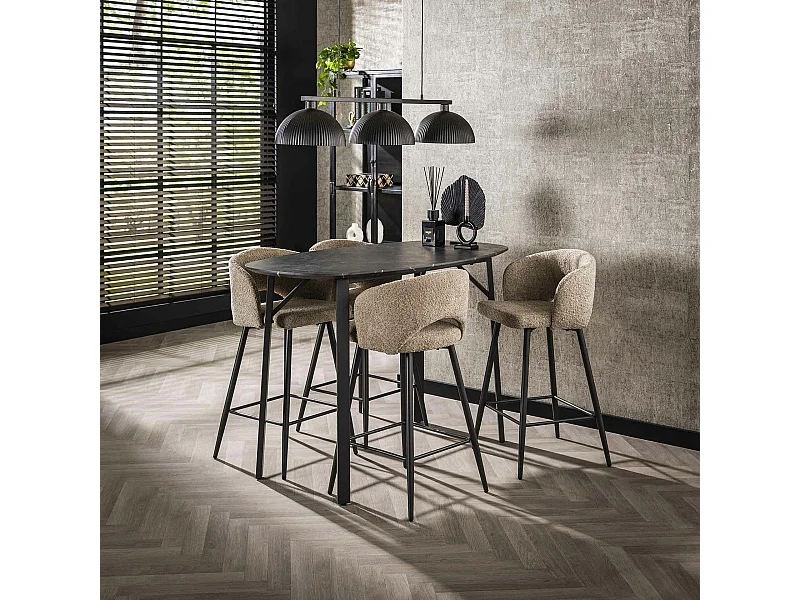 Table haute de cuisine forme organique avec effet marbre 140 cm RALF