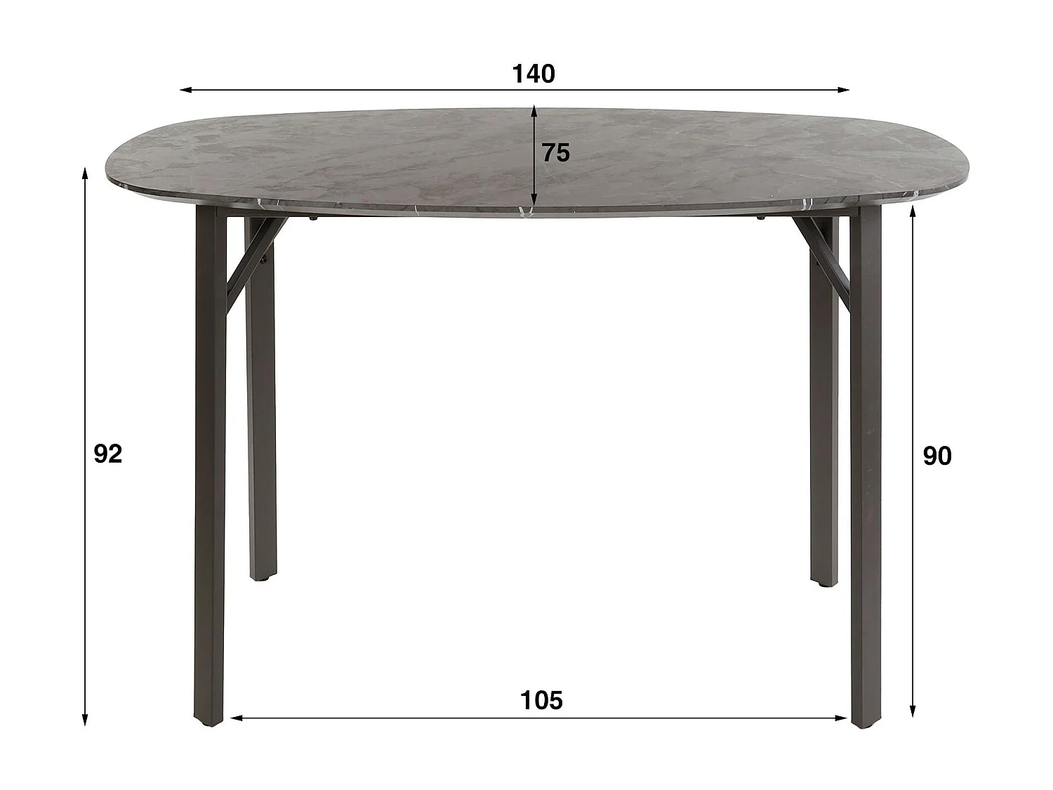 Table haute de cuisine forme organique avec effet marbre 140 cm RALF