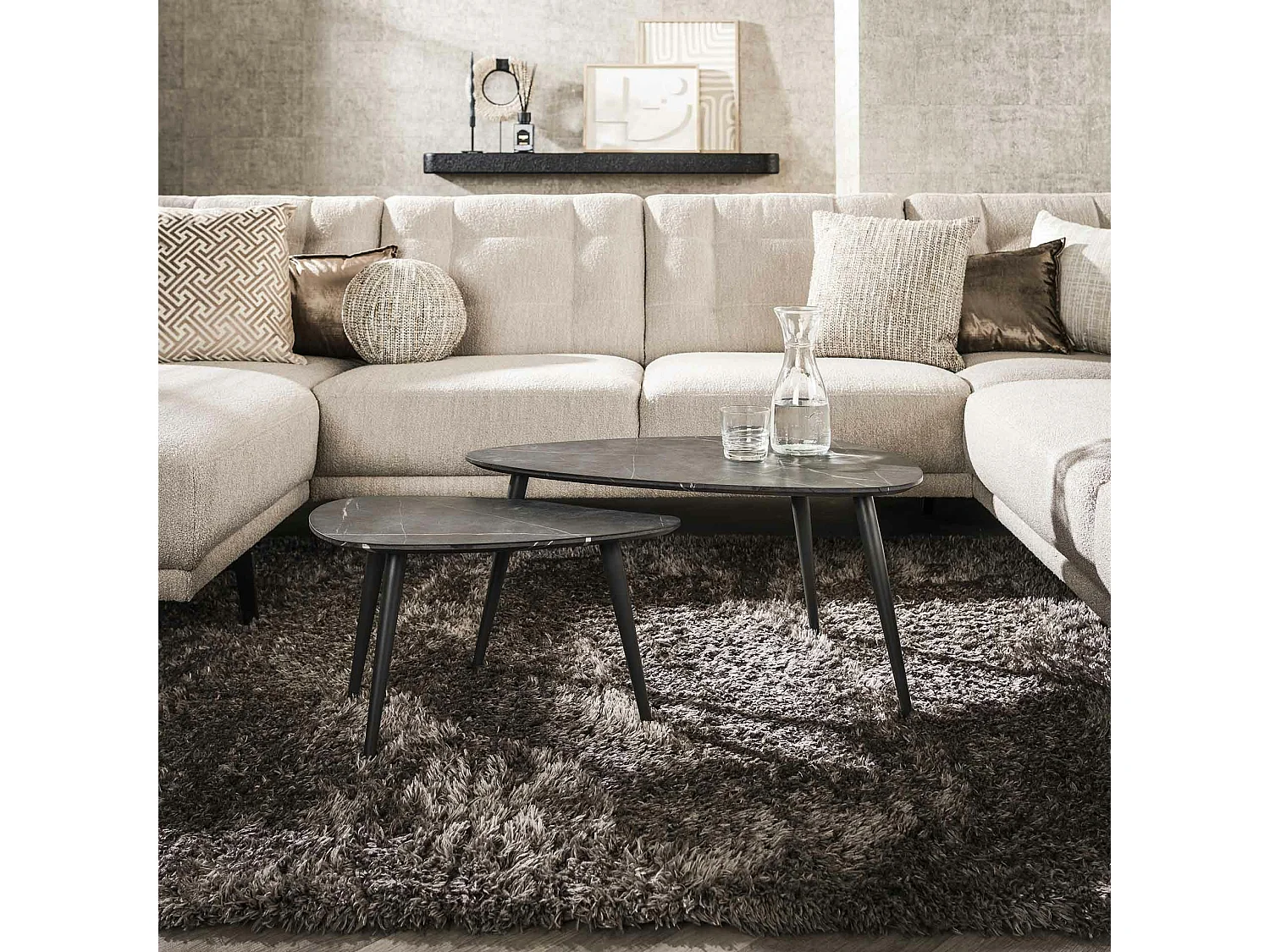 Table de salon organique avec plateau forme poire (lot de 2) RALF