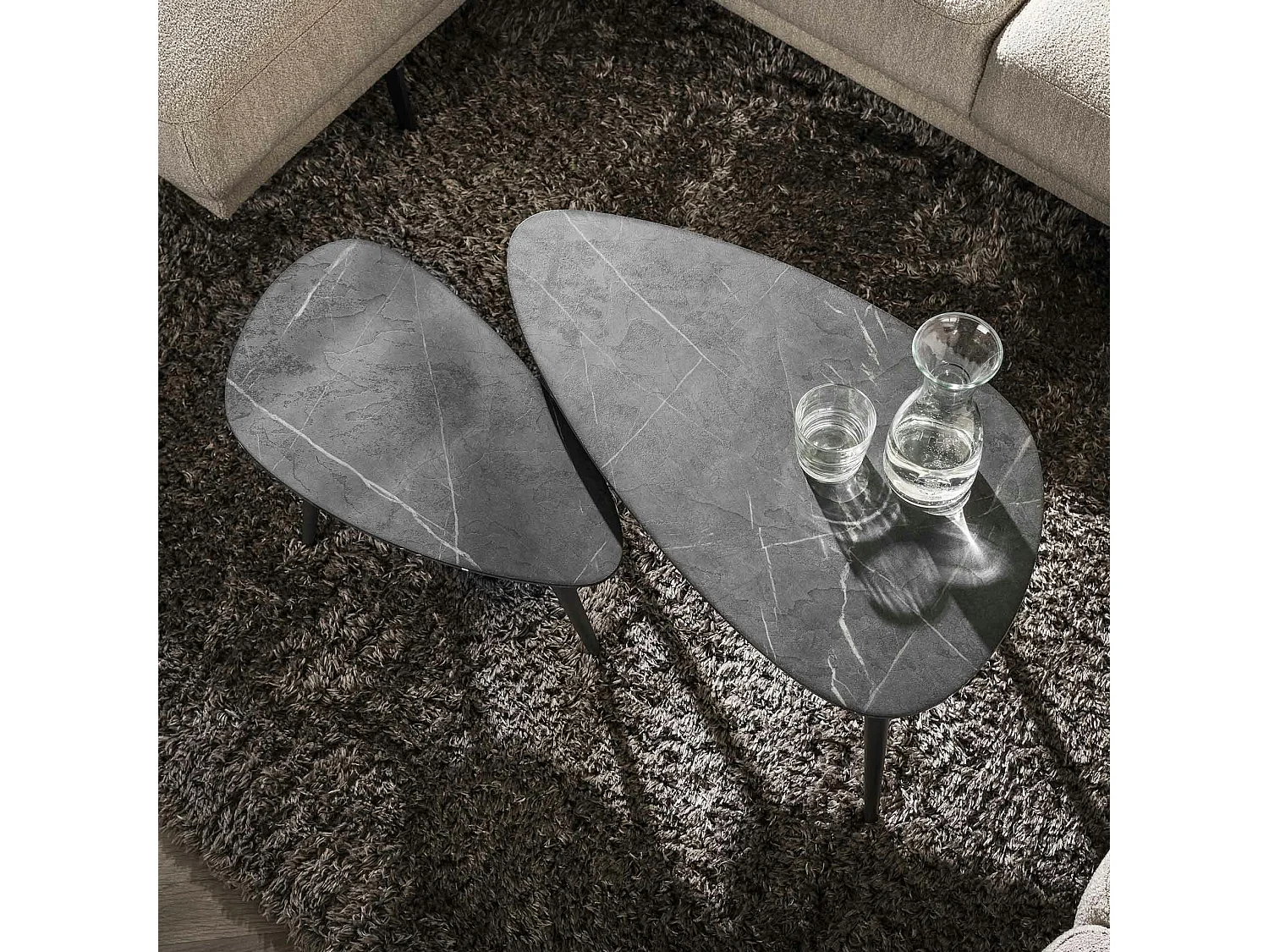 Table de salon organique avec plateau forme poire (lot de 2) RALF