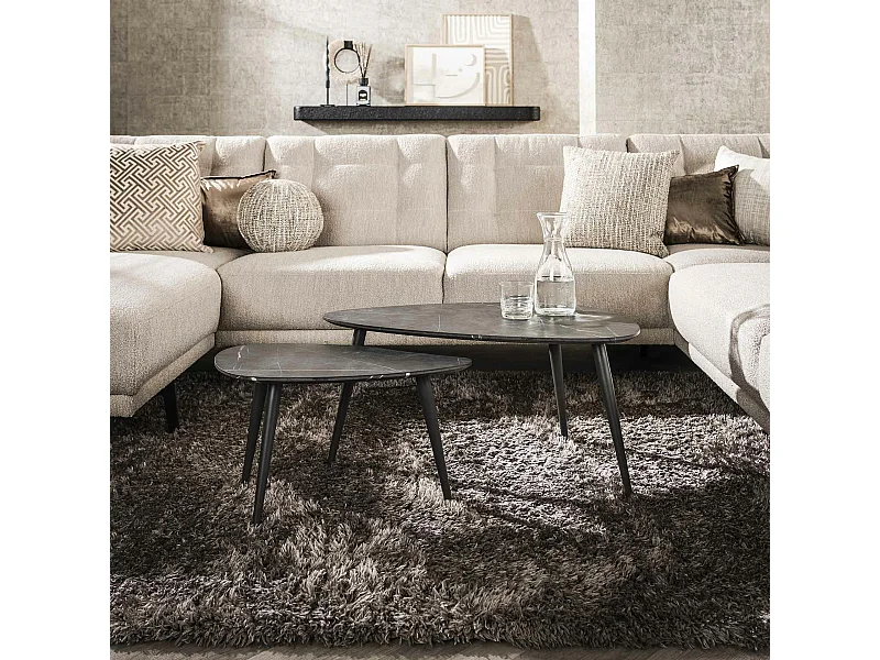 Table de salon organique avec plateau forme poire (lot de 2) RALF