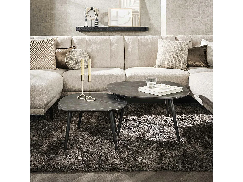 Table de salon organique avec plateau forme carrée (lot de 2) RALF