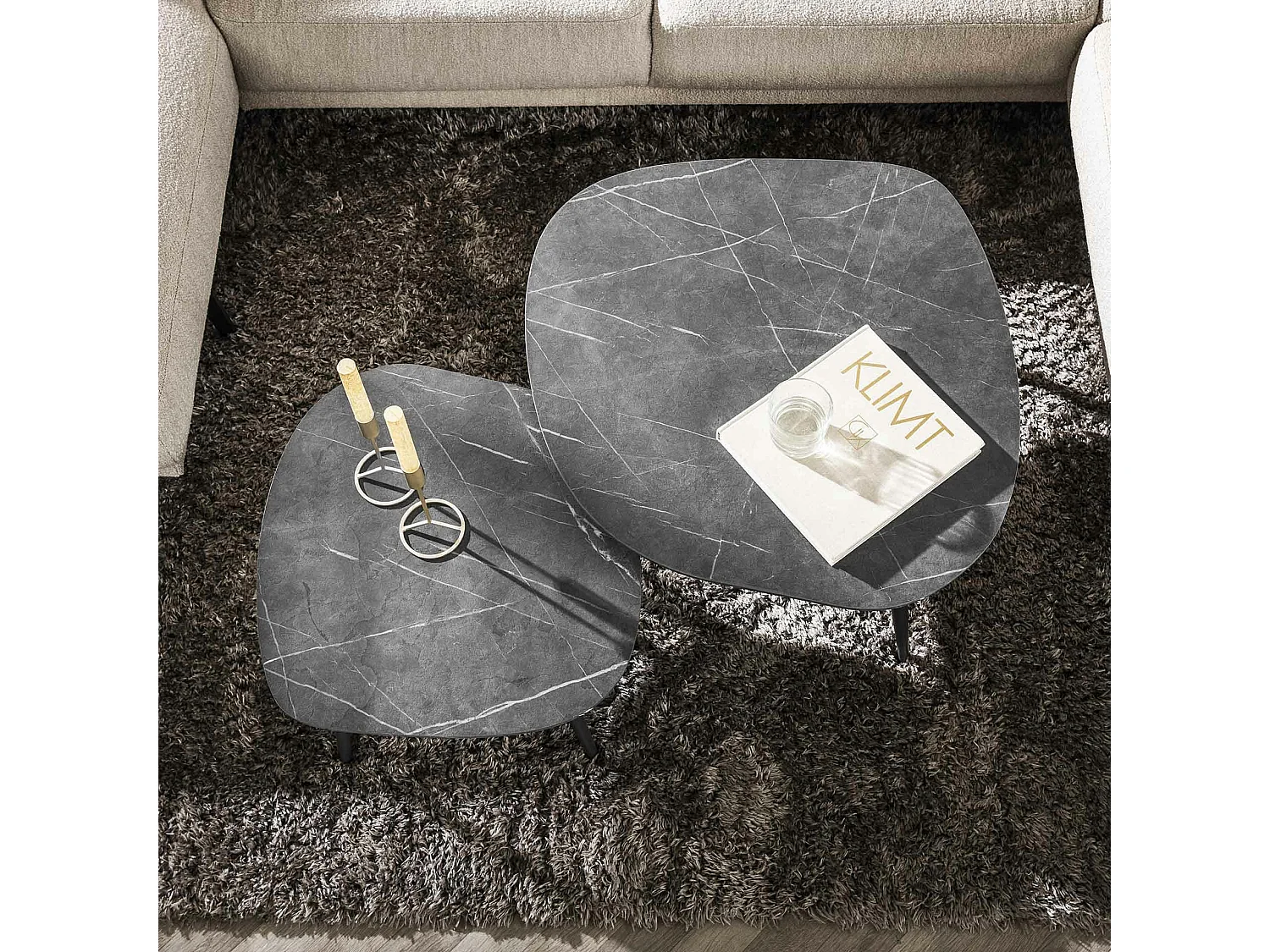 Table de salon organique avec plateau forme carrée (lot de 2) RALF