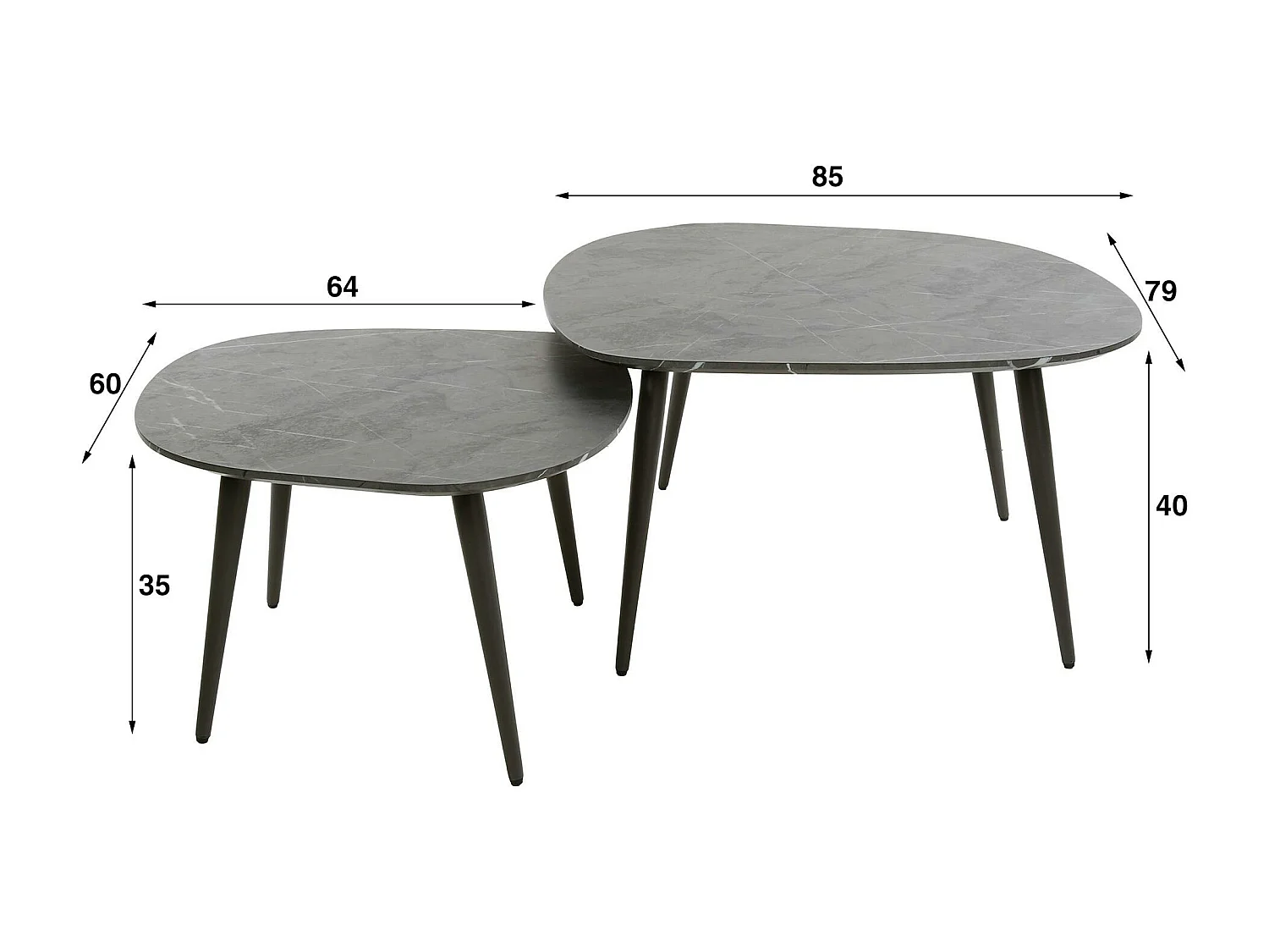 Table de salon organique avec plateau forme carrée (lot de 2) RALF