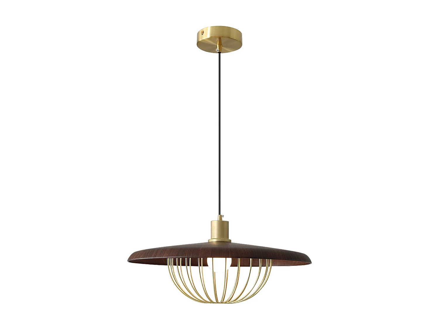 Lustre suspendu en bois plafonnier rond luminaire en métal pour îlot de cuisine salle à manger d35cm x h20cm