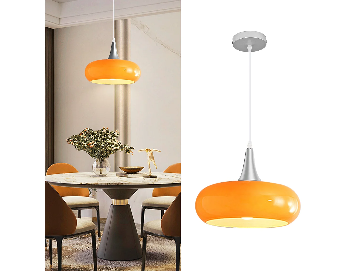 Luminaire suspendu vintage en verre lustre créatif pour lampe d28cm x h10cm