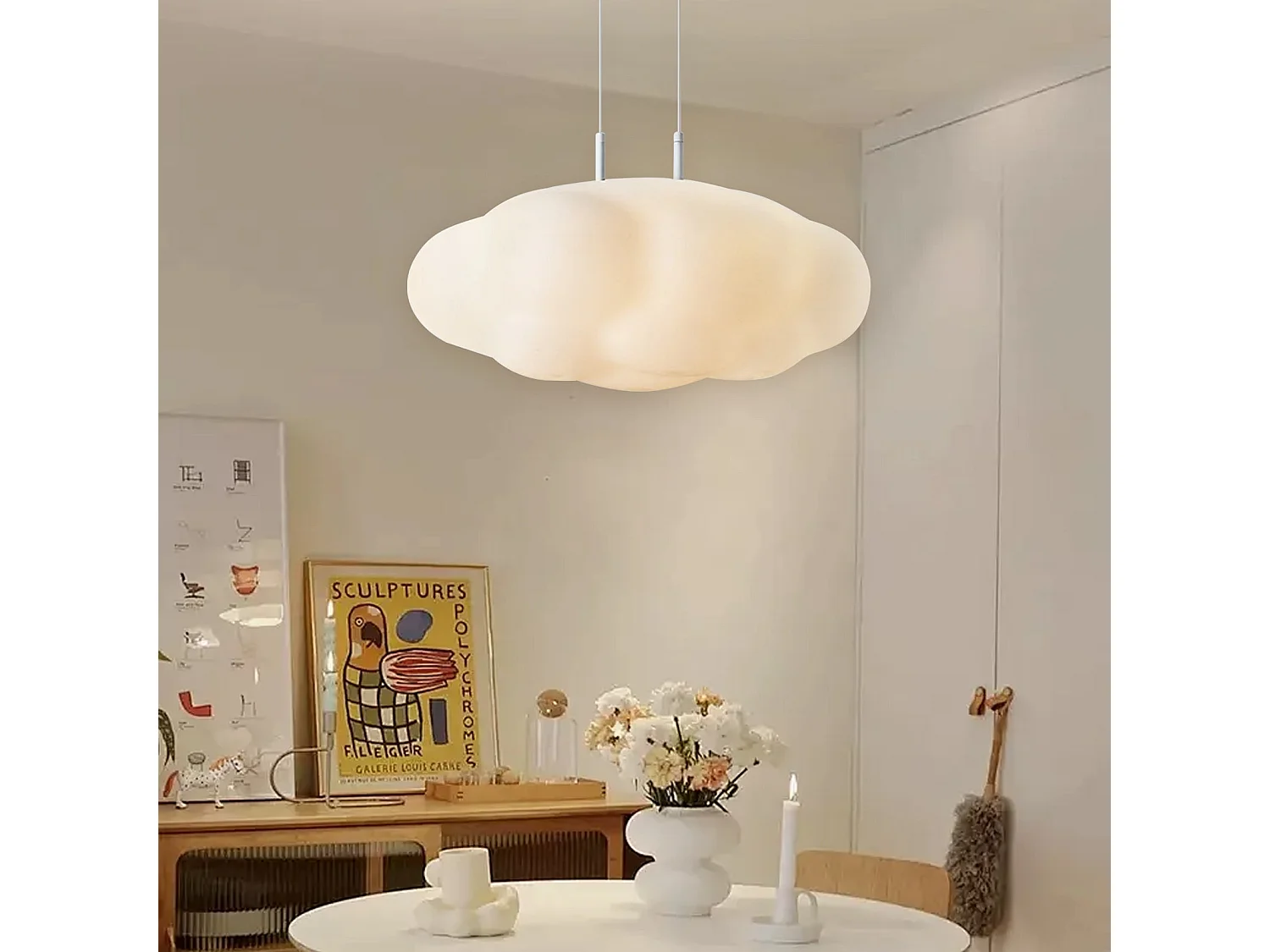 Suspension moderne style art déco - lustre nuage blanc pour cuisine d30cm x h22cm