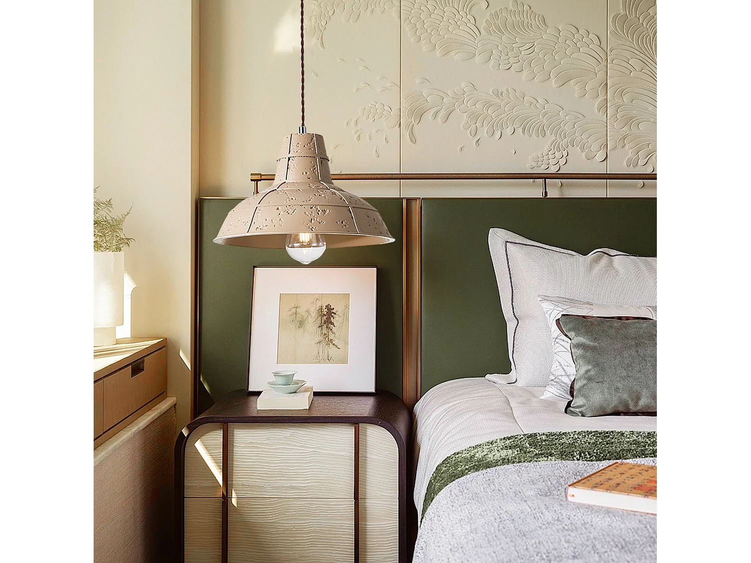 Luminaire suspendu japonais créatif en forme de dôme lustre décoratif pour intérieur d29cm x h18cm