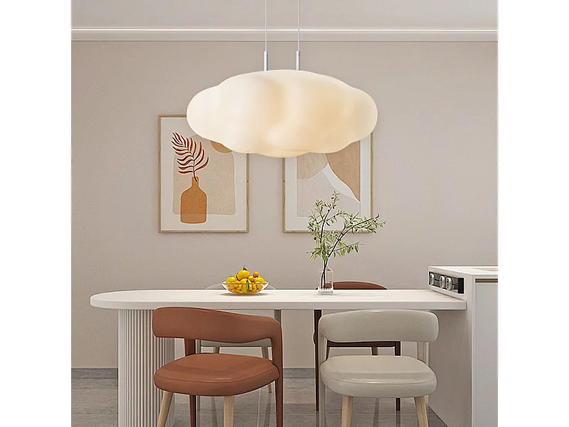 Suspension moderne style art déco - lustre nuage blanc pour cuisine d55cm x h36cm