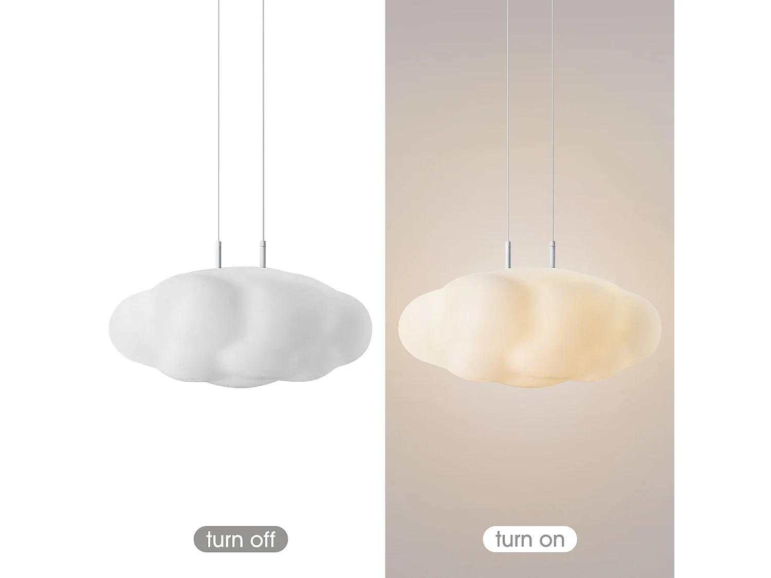 Suspension moderne style art déco - lustre nuage blanc pour cuisine d55cm x h36cm