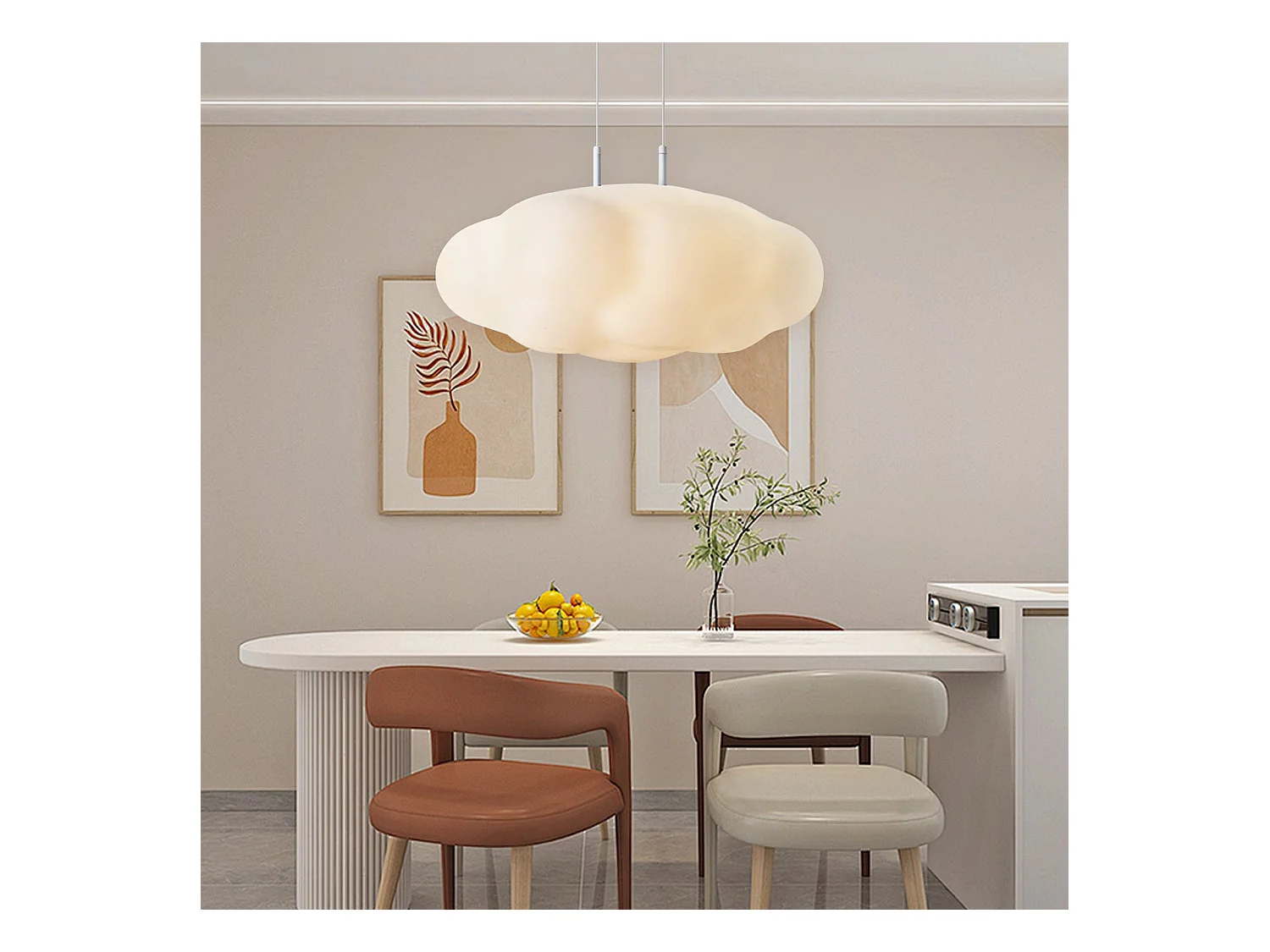 Suspension moderne style art déco - lustre nuage blanc pour cuisine d55cm x h36cm