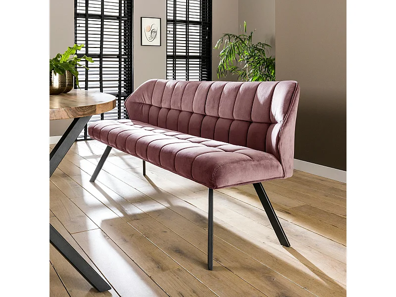 Banc de table rose en tissu velours 180 cm MELBOURNE