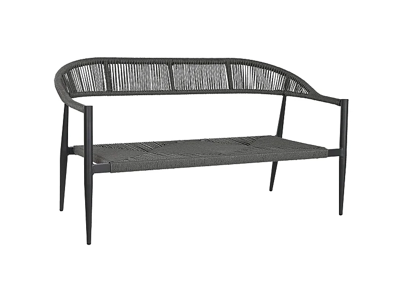 Banc de jardin élégant en aluminium noir 2 places