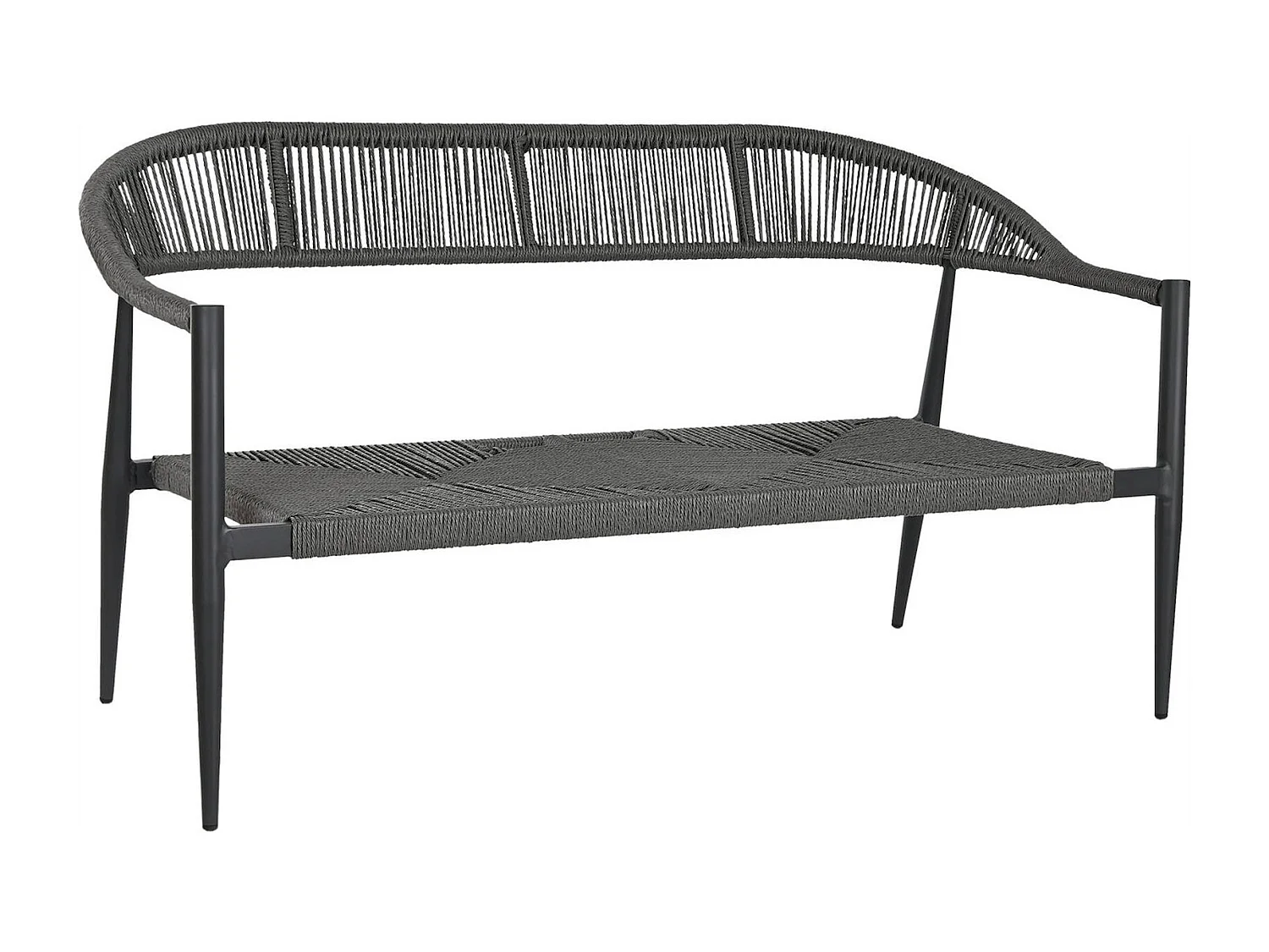 Banc de jardin élégant en aluminium noir 2 places