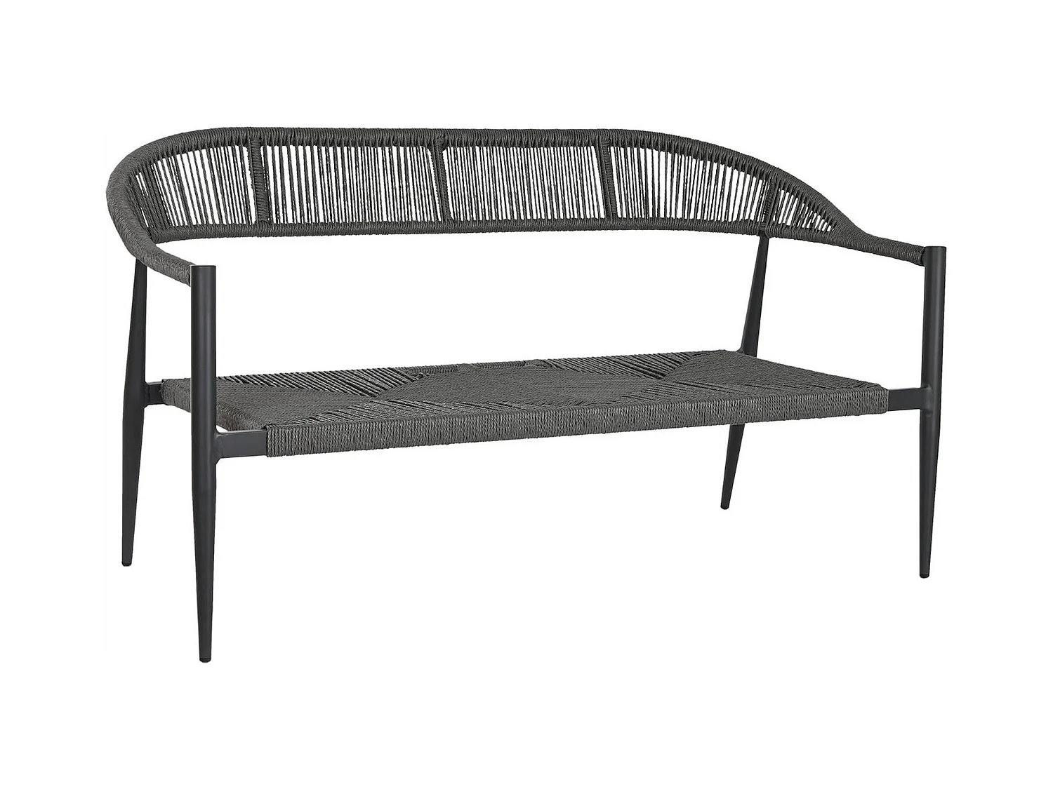 Banc de jardin élégant en aluminium noir 2 places