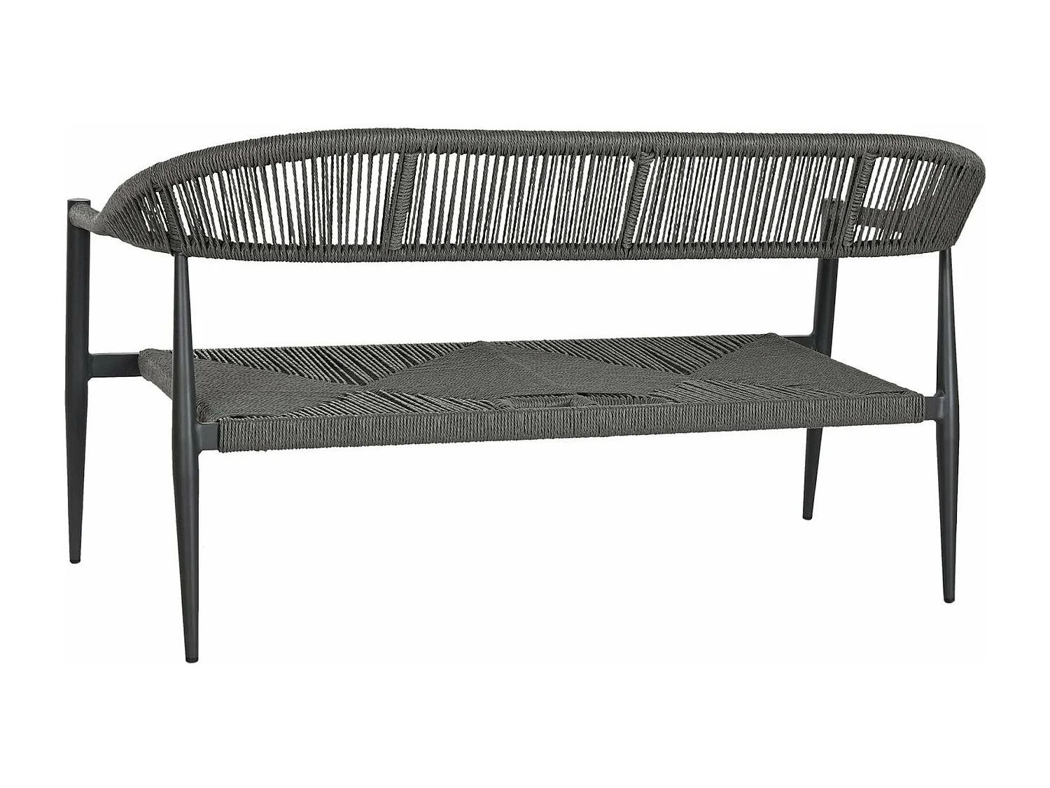 Banc de jardin élégant en aluminium noir 2 places