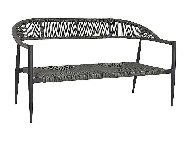 Banc de jardin élégant en aluminium noir 2 places