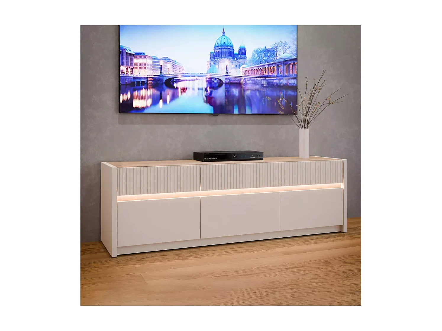 Lavagna TV Skver/Marrone&Grigio/LED