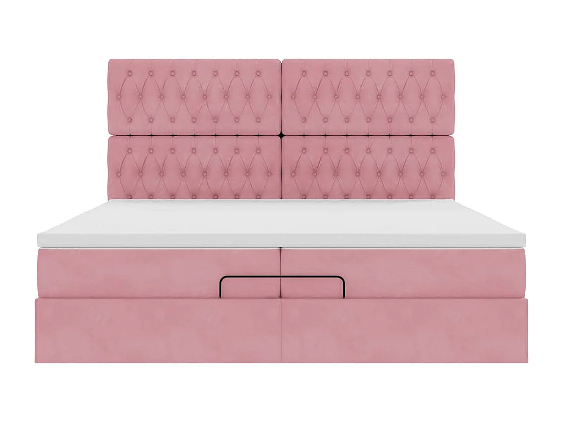 Estructura de cama otomana colchones terciopelo rosa 200x200cm