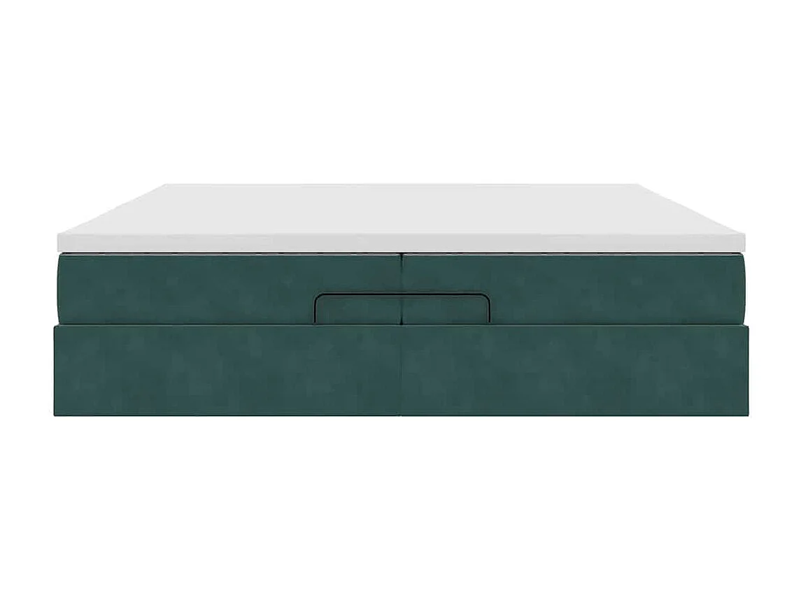 Cadre de lit ottoman avec matelas vert foncé 200x200 cm velours