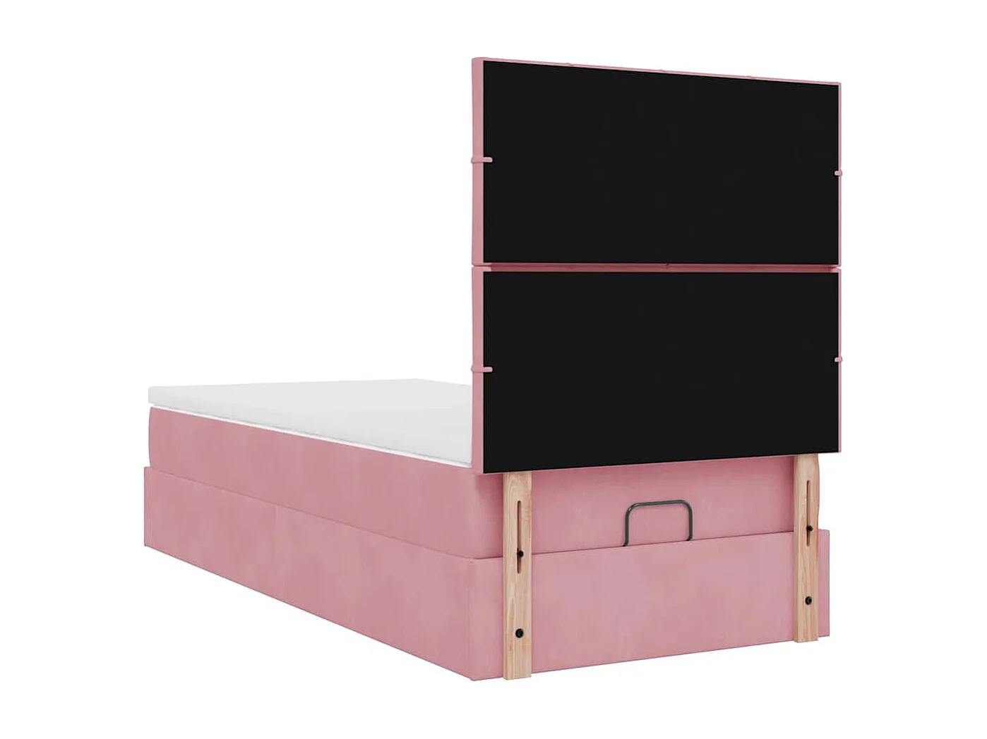 Cadre de lit ottoman avec matelas rose 90x190 cm velours