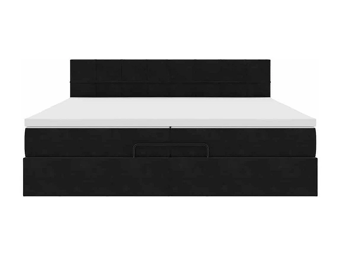 Cadre de lit ottoman avec matelas noir 200x200 cm velours