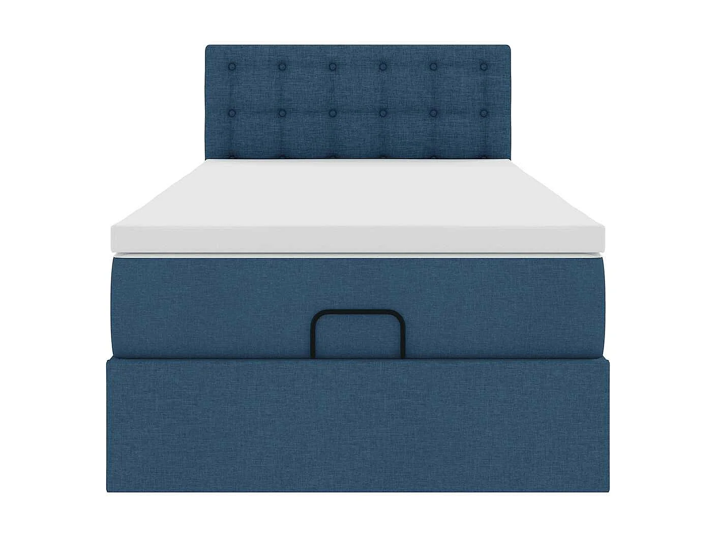 Estructura de cama otomana con colchón tela azul 80x200cm