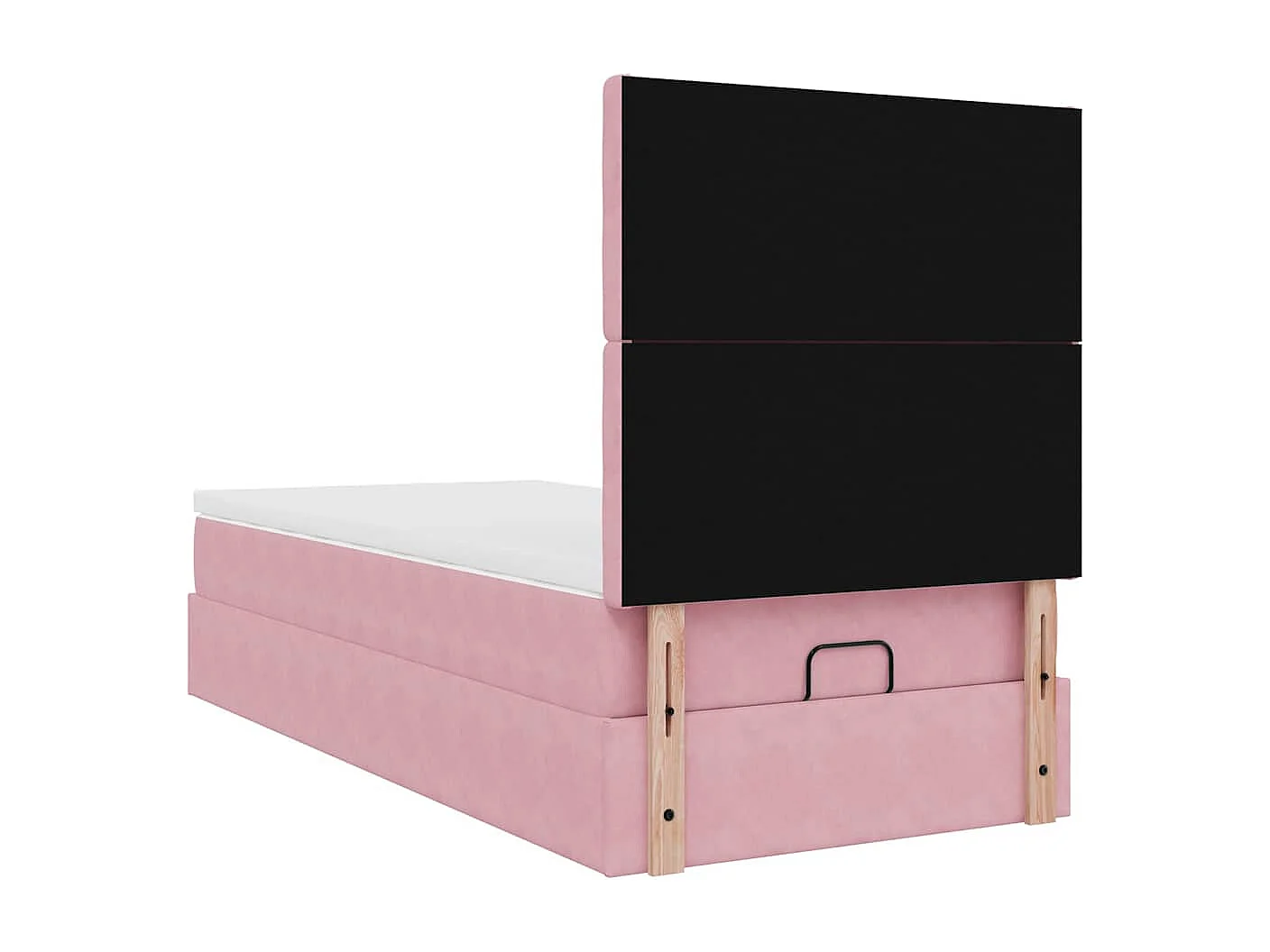 Estructura cama otomana colchones terciopelo rosa 80x200cm