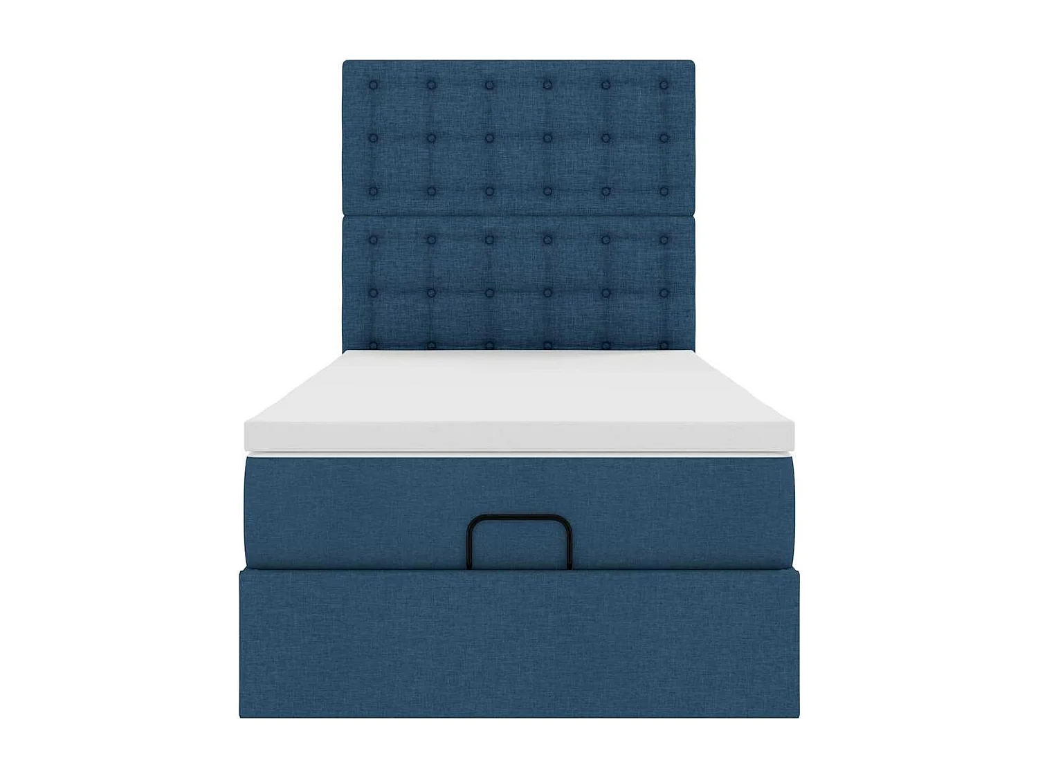 Cadre de lit ottoman avec matelas bleu 80x200 cm tissu