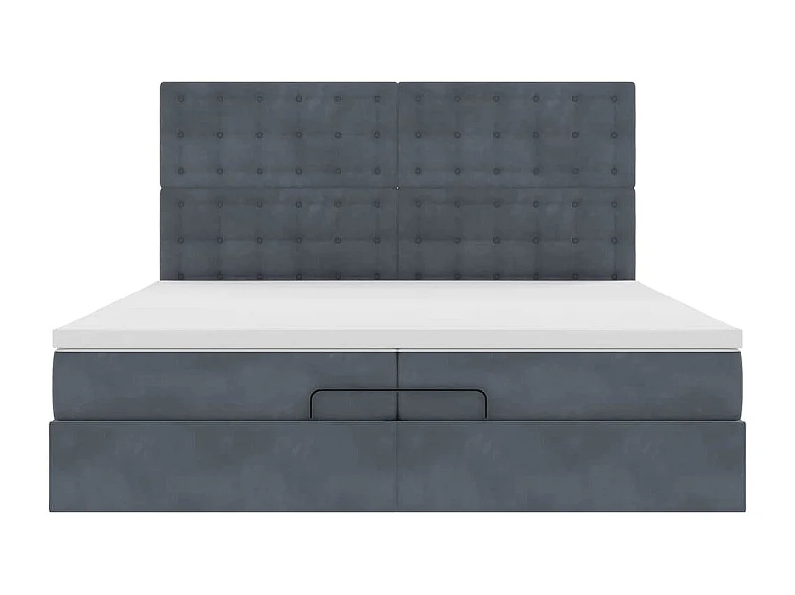 Cadre de lit ottoman avec matelas gris foncé 200x200 cm velours