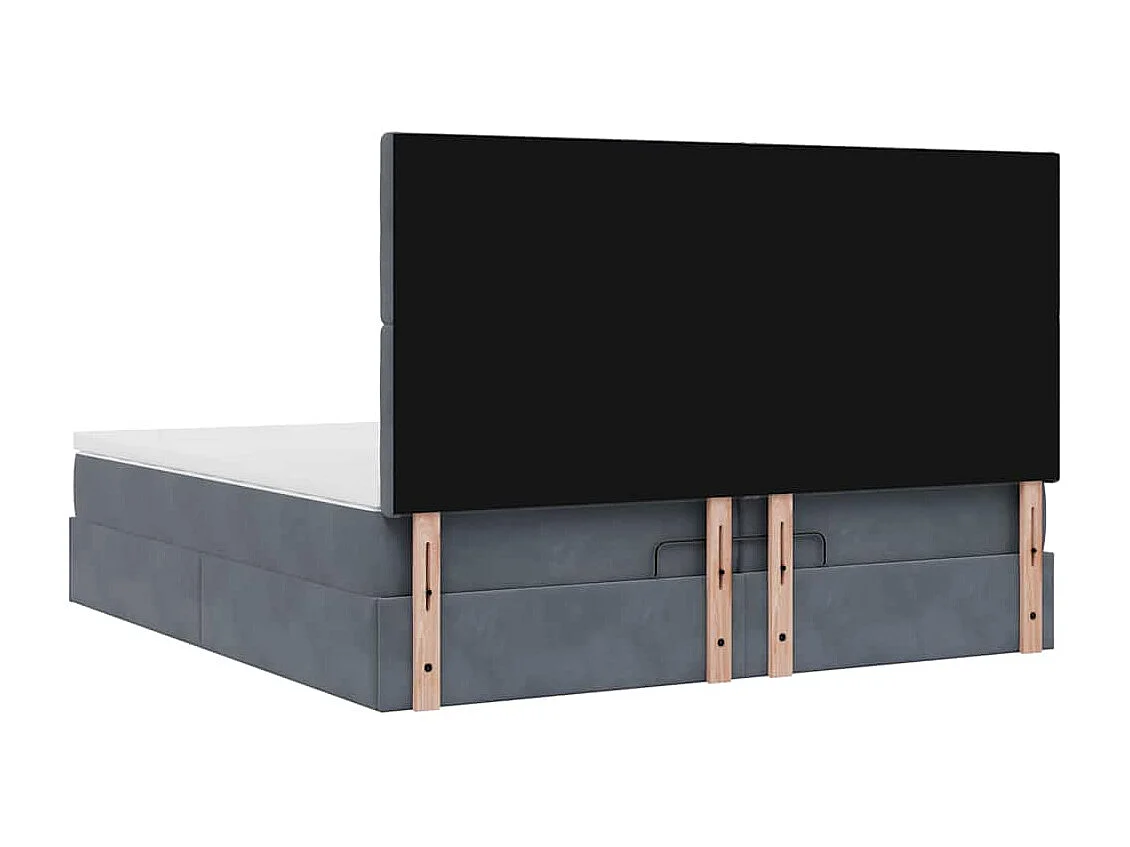 Cadre de lit ottoman avec matelas gris foncé 200x200 cm velours