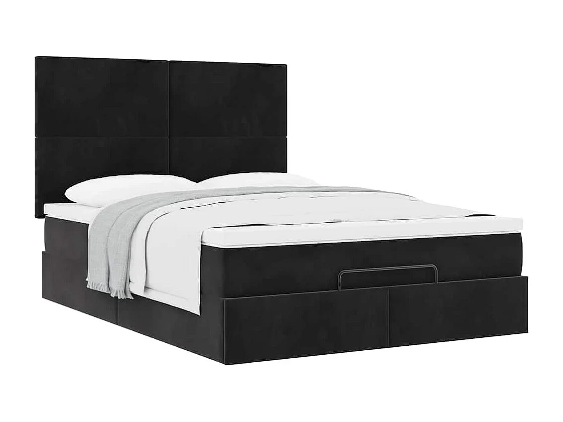 Ottoman bed met matrassen 140x190cm fluweel zwart