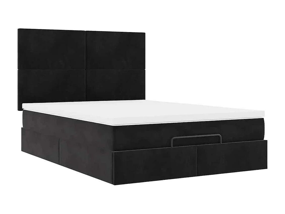 Cadre de lit ottoman avec matelas noir 140x190 cm velours