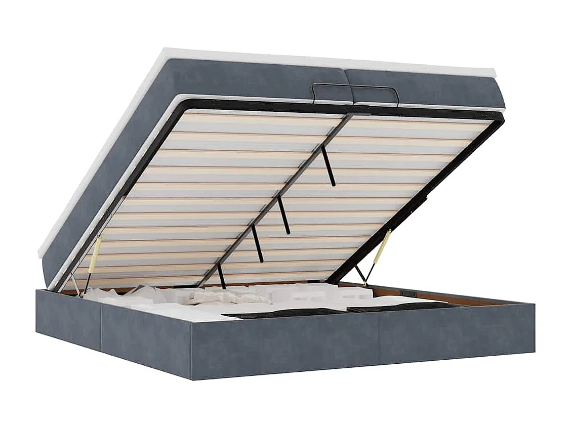Cadre de lit ottoman avec matelas gris foncé 200x200 cm velours