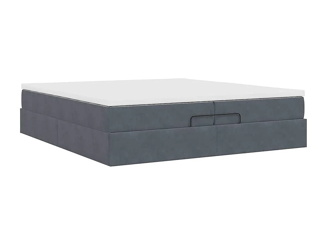 Cadre de lit ottoman avec matelas gris foncé 200x200 cm velours