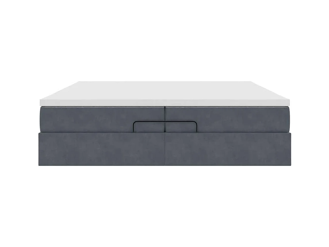 Cadre de lit ottoman avec matelas gris foncé 200x200 cm velours