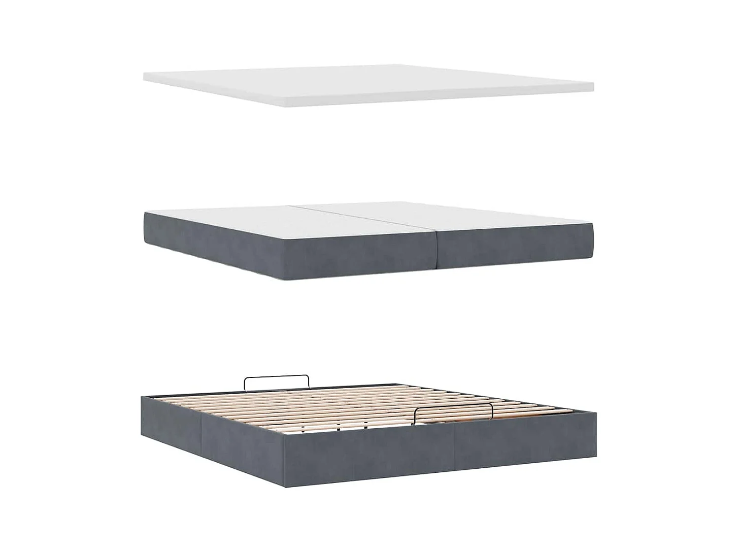 Cadre de lit ottoman avec matelas gris foncé 200x200 cm velours