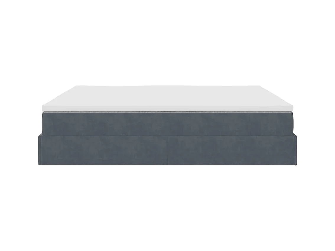 Cadre de lit ottoman avec matelas gris foncé 200x200 cm velours