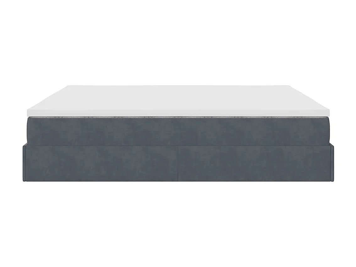 Cadre de lit ottoman avec matelas gris foncé 200x200 cm velours