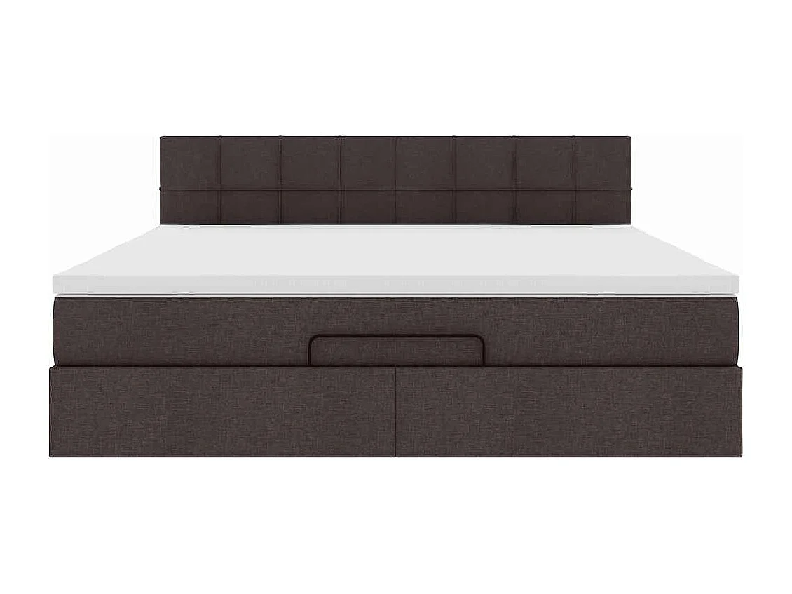 Cadre de lit ottoman avec matelas marron foncé 160x200 cm tissu